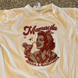 Mamacita Needs A Margarita Graphic Tee - White with Burgundy Print